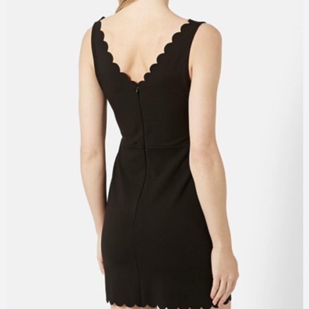 Topshop Black Scalloped Mini Dress - Picture 2 of 8
